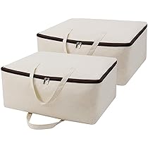Supowin Contenitori portaoggetti da mettere sotto il letto, con coperchi, grandi, sotto il letto, con maniglia, coperte, cuscini, grigio