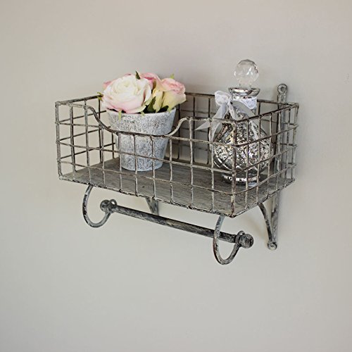 Preisvergleich Produktbild Schnurgebunden grau Metall Regal mit Handtuchhalter