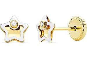 ALDA JOYEROS Pendientes Bebé Iria Oro Bicolor 18K estrella 5mm