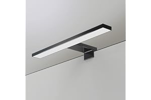 YIQAN LED Mirror Light 4000K Natural Light Matte Black 40cm Bathroom Light 10W 800LM Clip Lighting 3 Mounting Options
