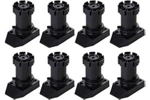Dajiaxingxing 8 Pcs Cabinet Feet, Adjustable Height 50-70mm Plastic Furniture Cupboard Legs, Black Adjustable Feet, Suitable for Kitchen and Bathroom Cabinets
