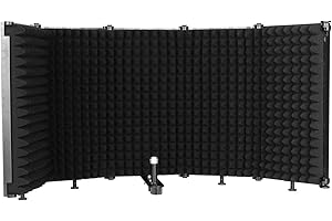 Depusheng W89 Bouclier d'isolation de Microphone Pliable Enregistrement en Studio Diffusion en Direct Filtre Anti-Pop à 5 Panneaux Isolateur de Micro Haute densité réglable Noir