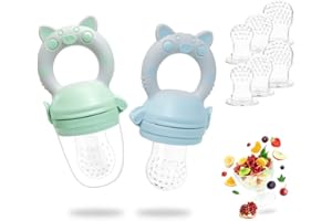 Tétine d'alimentation pour Bébé - RIGHTWELL Lot de 2 Tétine à Fruit avec 6 Tétines en Silicone sans BPA pour L'aliment Complémentaire de Bouillie de Dentition Végétale
