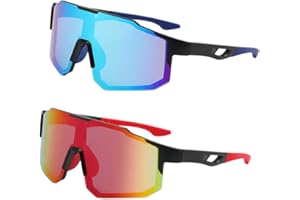 Haoruifu 2 Gafas de Ciclismo Polarizadas, gafas polarizadas para bicicleta, Protección UV400 Gafas de Sol Deportivas para Hombre Mujer, para Actividades al Aire libre Carreras Ciclismo Esqu