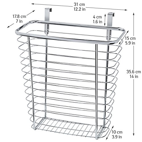 Tatkraft Top über Tür Abfall-Korb Küchenschrank Abfallsammler zum Hängen 10L Stahl Verchromt 17.8X31X35.6cm - 4