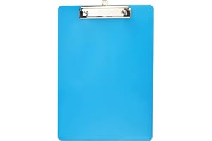 Syolee Plastic Clipboard Standard A4 Size Strong Black Clip Boards (Blue), 31.5cm x 22.4cm