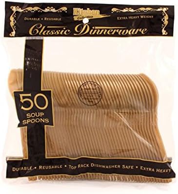 The Kitchen Collection Heavy Weight Gold Deluxe Cutlery, Partyware (50, Soup Spoons)