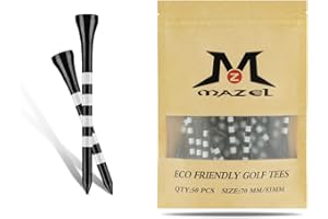 MAZEL 50 conteggi di bambù Golf Tees 2 3/4 "& 3 1/4" dimensioni miste, sistema di marcatura intelligente, bassa resistenza &Less Side Spin legno Tees da golf