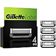 Gillette Labs Razor Blades Men, Pack of 4 Razor Blade Refills, Compatible with GilletteLabs with Exfoliating Bar and Heated Razor