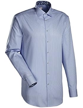 JACQUES BRITT Business Hemd Custom Fit Langarm Bügelleicht Streifen Businesshemd Kent-Kragen Manschette weitenverstellbar