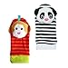 Soft Baby Wrist Rattles-Foot Finder and Wrist Rattle Set-Foot Sock Hand Rattles Baby with Cute Animal Toys Stripe-Baby Infant Toddler Animal Wrist Foot Rattle Developmental Toy (2Pcs Waist+2Pcs Socks,Monkey Panada)