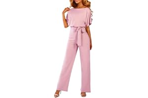 GENERIC Damen Elegant Jumpsuit O-Ausschnitt Lang Overall Hosenanzug Playsuit Romper