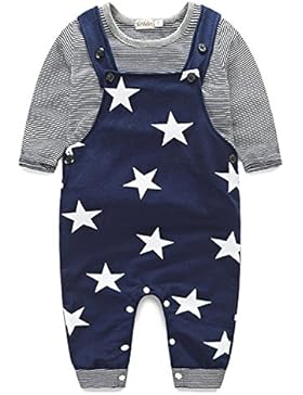 Striped T-shirt Top + Star Bib Pants Set IHRKleid® Tonsee 2er Set Frühling Herbst 2017 Jungen Kinder Bekleidung