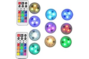 Afoosoo RGB Unterwasser LED Licht Multi Farbwechsel Flammenlose LED Runde CR2450 Batteriebetriebene Super Helle Weiße Warmweiße LED mit Fernbedienung (38mm light)