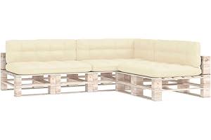 vidaXL Coussins de Canapé Palette 7 pcs Coussins de Dossier Coussins de Siège Coussins de Canapé de Jardin Patio Terrasse Extérieur Crème