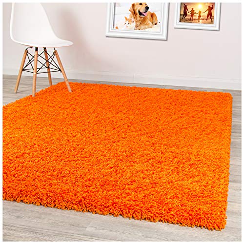 A2Z - Alfombra (60 x 110 cm (2 pies x 3 Ft8 ), Color Naranja) Acogedor Shag colección sólida 5,5 cm Pila Shag Alfombra contemporánea Suave Shaggy Alfombra, Alfombra para el Dormitorio y