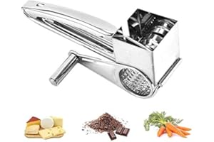 Aigend Rallador de Queso Rotatorio, Rallador de Queso de Acero Rallador de Tambor Artesanal de Cocina Trituradora Rallador de Alimentos para Queso, Ajo, Nuez, Jengibre, Zanahoria