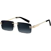retro rimless sunglasses for men women rectangle frame ultra small sunglasses with clear lenses