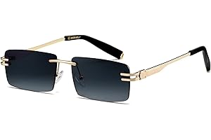 SHEEN KELLY Occhiali da sole senza montatura retrò per uomo Donna Occhiali da sole rettangolari con montatura ultra piccola Vedere attraverso gli occhiali