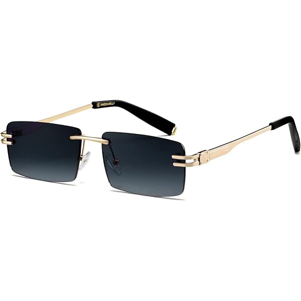 Ggpyyon Lunettes De Soleil Rectangulaires Sans Monture Rétro Homme Femme - Protection UV400