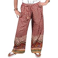 Mogul Interior Boho Harem Pant Trouser Red Floral Printed Palazzo Pants