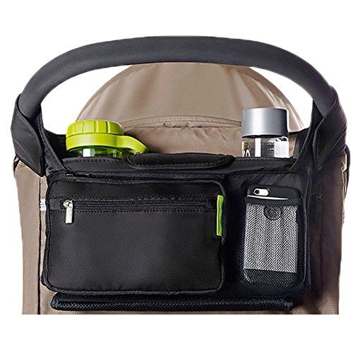 Preisvergleich Produktbild YOYOBABY Kinderwagen-Organizer Baby Kinderwagentasche Für Smart Moms, passend für alle Spaziergänger, Premium Deep Cup Halter, extra große Stauraum für iPhones, Brieftaschen, Windeln, Bücher, Spielzeug & iPads, das perfekte Babyparty Geschenk!