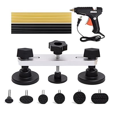 Mookis Outils Kit de Réparation Kit Carrosserie et Débosselage Sans Peinture Paintless Dent, Pistolet à colle, Extracteur Pont et Colle thermofusible