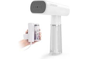 Cosicosy Travel Clothes Steamer, Travel Iron Steam Mini Handheld Garment Steamer Portable Clothes Steamer Wrinkle Remover for Home with Fast 25s Heat-up Detachable Water Tank White