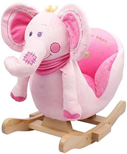 Rocking Animal - Pink Elephant Animal Rocker for Baby Childrens boys girls with sounds