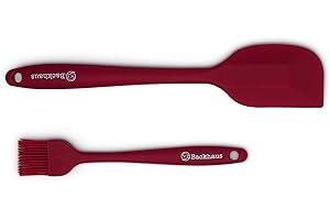 Backhaus Set de Spatule et Pinceau Pâtissier en Silicone Premium - Ustensiles Anti-Adhérents et Résistants à la Chaleur pour Tout Type de Revêtements - Rouge