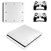 Produktbild Morbuy PS4 Slim Skin Design Folie Aufkleber Sticker schützende Haut Schale für Sony Playstation 4 Slim Konsole und 2 Dualshock Controller (White Carbon Fiber)
