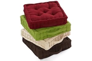 AmigoZone 100% Cotton Covered Booster Cushion Thick Seat Pads Adults Chair/Armchair/Garden Chair (Black, 1)