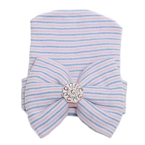Koly® Newborn Cute Hat Bownot Baby Girls Hospital Hat Beanie Gift (Light Blue)