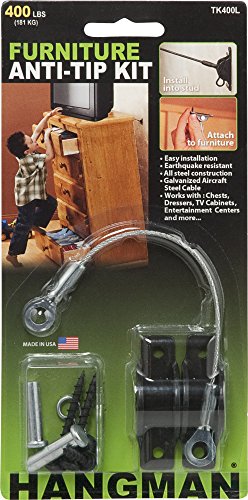 Hangman Anti-Tip Kit - 400 Pound Falling Furniture Prevention Device (TK-400) BABY SAFE, CHILD SAFE, HOME SAFETY