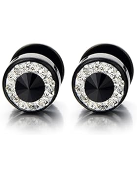 8-10MM Schwarz Herren Damen Ohrringe Zirkonia Edelstahl Ohrstecker Fakep