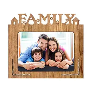 Xpression Decor Family Table Top Photo Frames Perfect for Office Table Decorations(5x7inch,Brown,Wood) (Family 1)