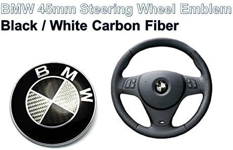 45mm Black White Carbon Fiber BMW Steering Wheel Badge