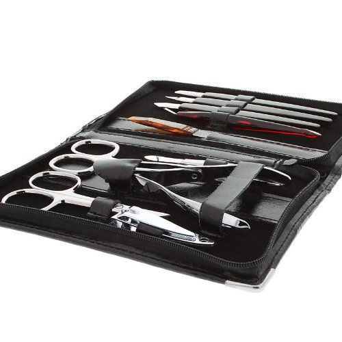 Maniküre-Set, 10 tlg., Kosmetex Etui mit Rindsleder gefüttert mit feinsten Solinger Maniküre Instrumenten.