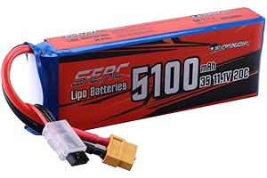 SUNPADOW 3S 11.1V RC Lipo Battery 5100mAh 20C with XT60 Plug for RC Airplane Quadcopter Helicopter Drone FPV Model Racing Hobby