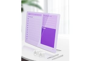 Zakabox Desktop Thickened Weekly Planner Dry Erase Board, 10''X12'', to Do List Planner Board with Stand, Purple Whiteboard for Office/Home/School