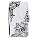 Produktbild Samsung Galaxy J5 2017 Hülle Leder Case, Samsung J530 Galaxy J5 2017 DUOS Lederhülle Blumen Schwarz Muster HandyHülle Brieftasche Schutzhülle Elegant Handytasche Flip Ledertasche Stoßfest Magnetverschluss Standfunktion, Henna