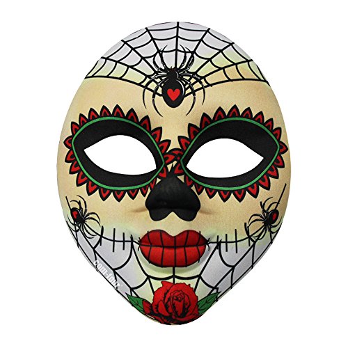 COM-FOUR® Gesichtsmaske "Dia de los Muertos", Halloween-Gesichtsmaske, weiss-bunt