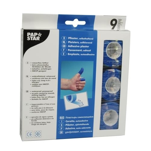 Papstar 11087 9 Rollen Pflaster, selbsthaftend 5 x 2,5 cm, blau