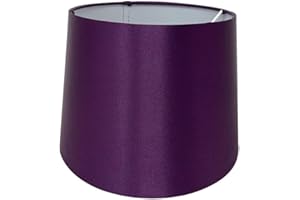 SALES TODAY INTERIROR 10" (25cm) Empire Silk Fabric Drum Shape Table Lamp & Ceiling Pendant Light Shade (Plum)