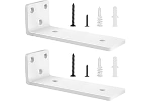 YFCVIP 2 Pack Floating Shelf Brackets 8in, Heavy Duty Wall Mounted Shelf Brackets, L-Shaped Metal Shelf Support for Floating Shelves | Home Storage (White)