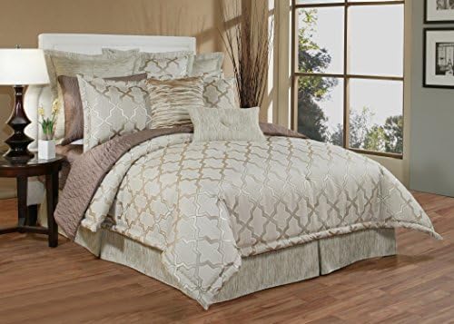 Austin Horn En Vogue Modern Glamour 6 Piece Luxury Comforter Set, California King, Geometric, Quartz