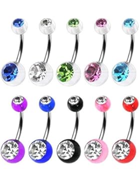 Paula & Fritz® Bauchnabelpiercing aus Edelstahl Chirurgenstahl 316L UV Ball mi...