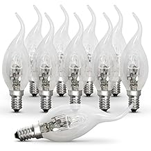 Halogen Kerze Windstoß, GP Classic Halogen Energy Saver energiesparend 30W (ersetzt 40 Watt Glühbirne), 405 Lumen Lichtleistung, E14 Tip Candle klar dimmbar (Multi-Sparpack 10 Stück)