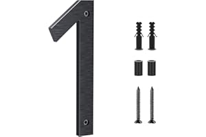 YAFIMEA Hausnummer,20cm Aluminium Hausnummer, hausnummer schild,Aus massivem Aluminium mit gebürsteter Oberfläche, Schraubmontage, Witterungs und korrosionsbeständi,für Tür/Wand/Zaun/Garage-Schwarz Ziffer 1