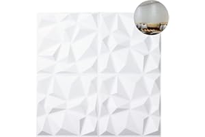 ITOYX 33 Stück 3D Wandpaneele Diamant Hochsteifes PVC, 30 x 30 cm, Nicht Verformbar, Recycelbar, Wasserfest, Hitzebeständig, Geruchsneutral,matt weiß